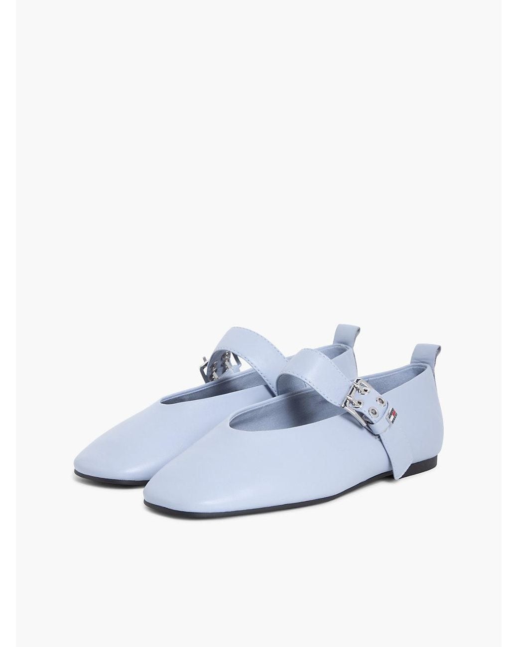 Tommy Hilfiger White Leather Buckle Ballerinas