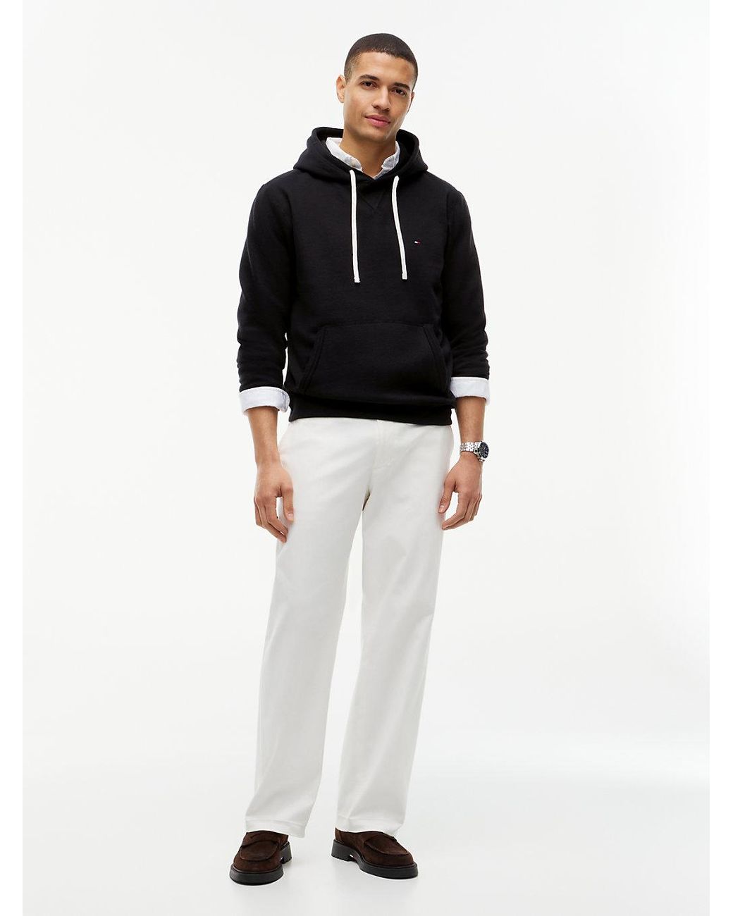 Tommy Hilfiger Black Fleece Drawstring Hoody for men