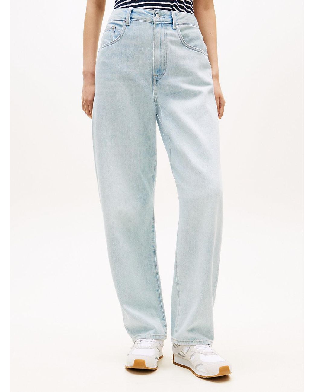 Tommy Hilfiger Blue Mid Rise Tapered Barrel Leg Jeans