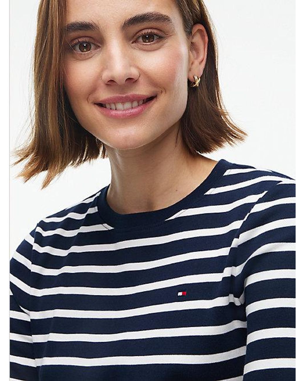 Tommy Hilfiger Blue Flag Embroidery Slim Long Sleeve T-Shirt