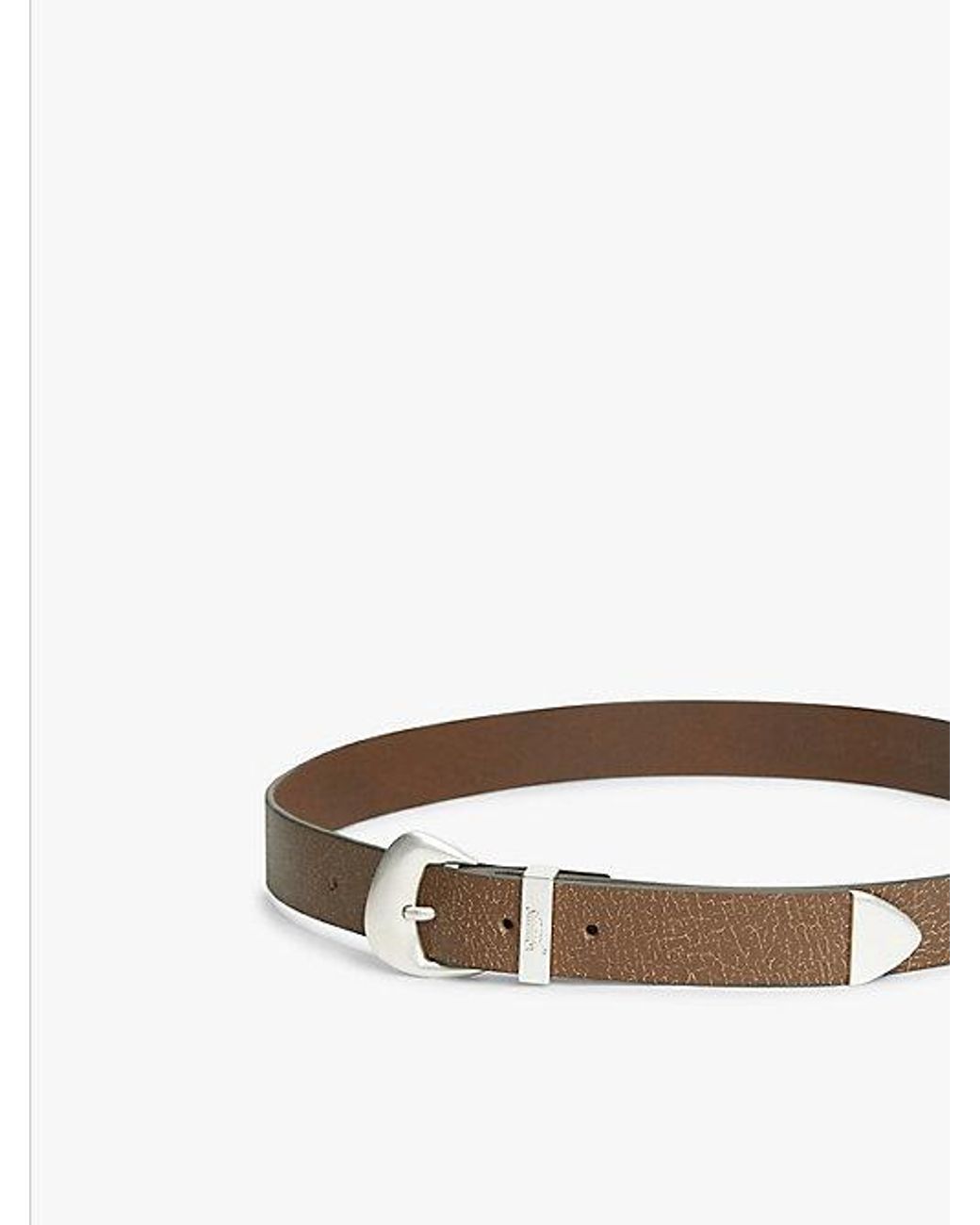 Tommy Hilfiger Brown Abstract Buckle Cracked Leather Belt