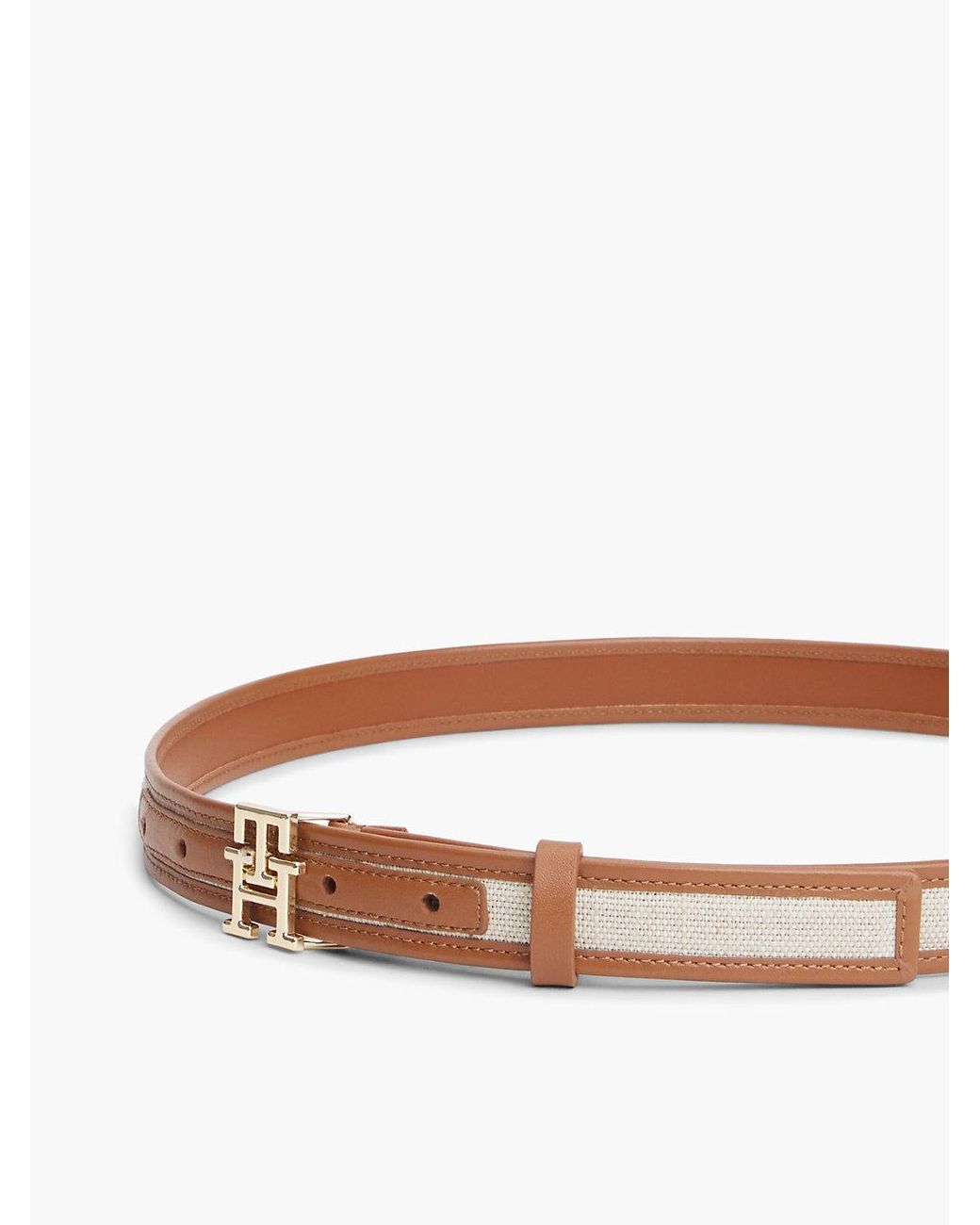 Tommy Hilfiger Natural Th Monogram Canvas Leather Belt