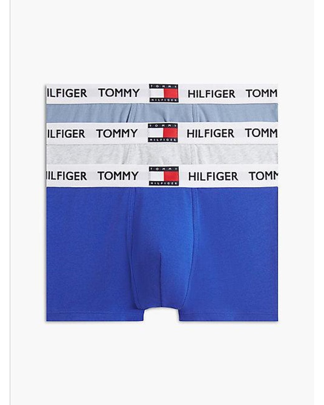 Tommy Hilfiger Blue 3 Pack Heritage Logo Waistband Trunks for men