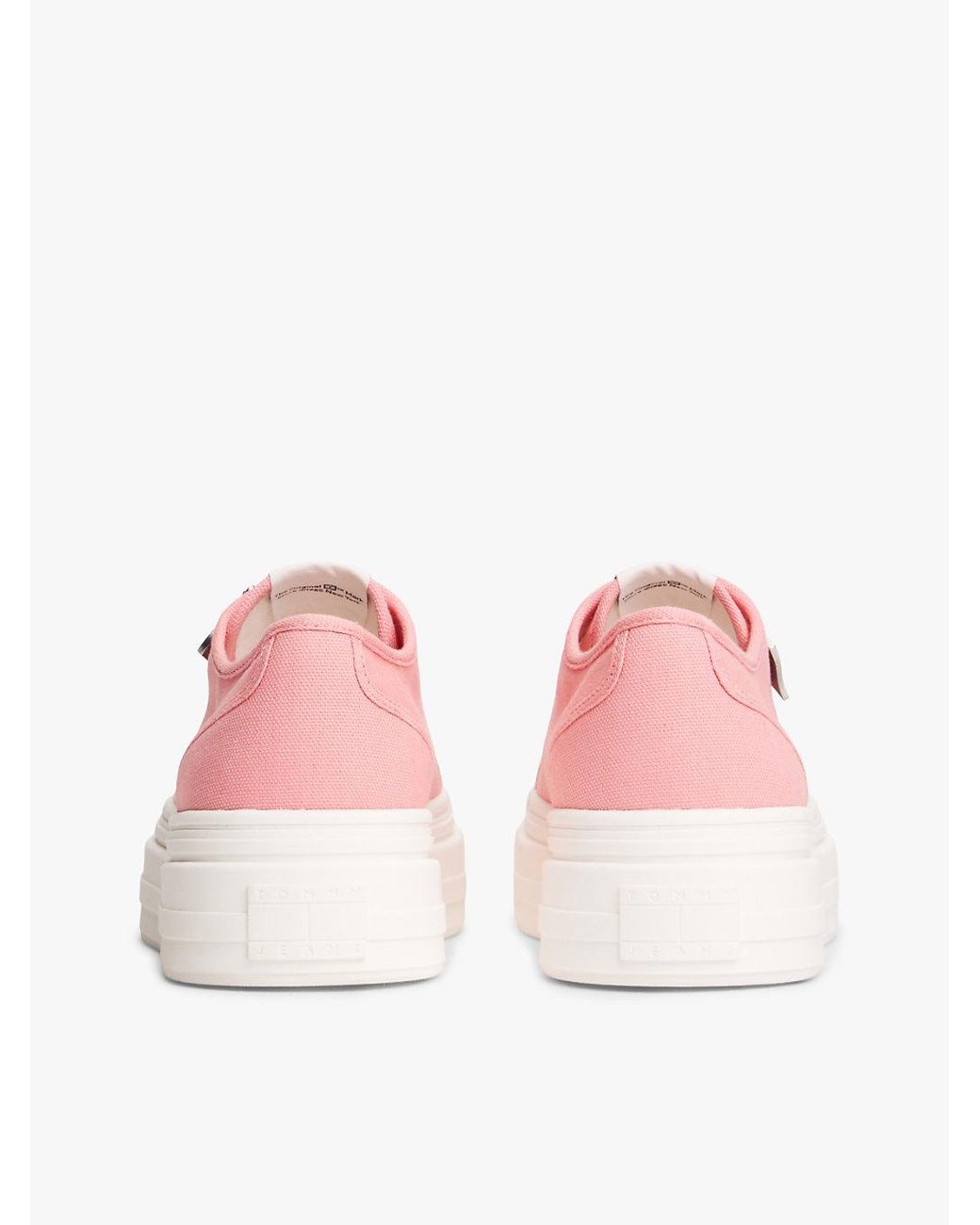 Tommy Hilfiger Pink Canvas Platform Trainers With Charms