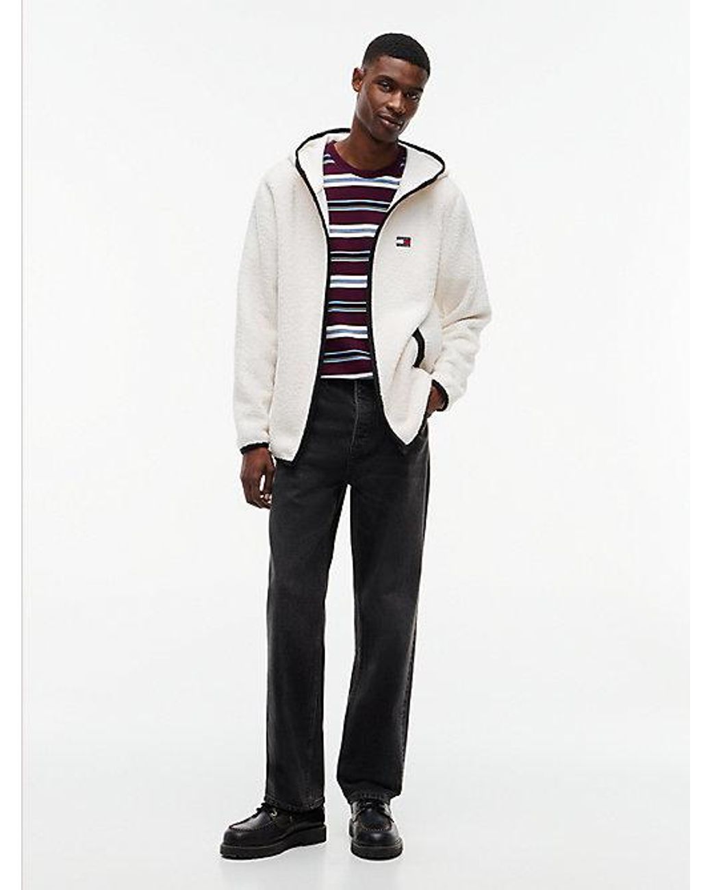 Tommy Hilfiger White Tommy Jeans Badge Teddy Jacket for men