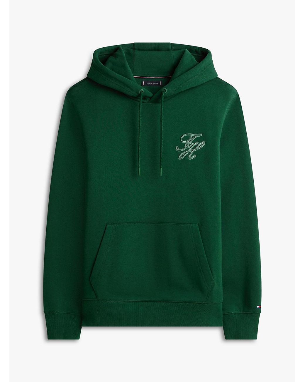 Tommy Hilfiger Green Logo Embroidery Terry Hoody for men