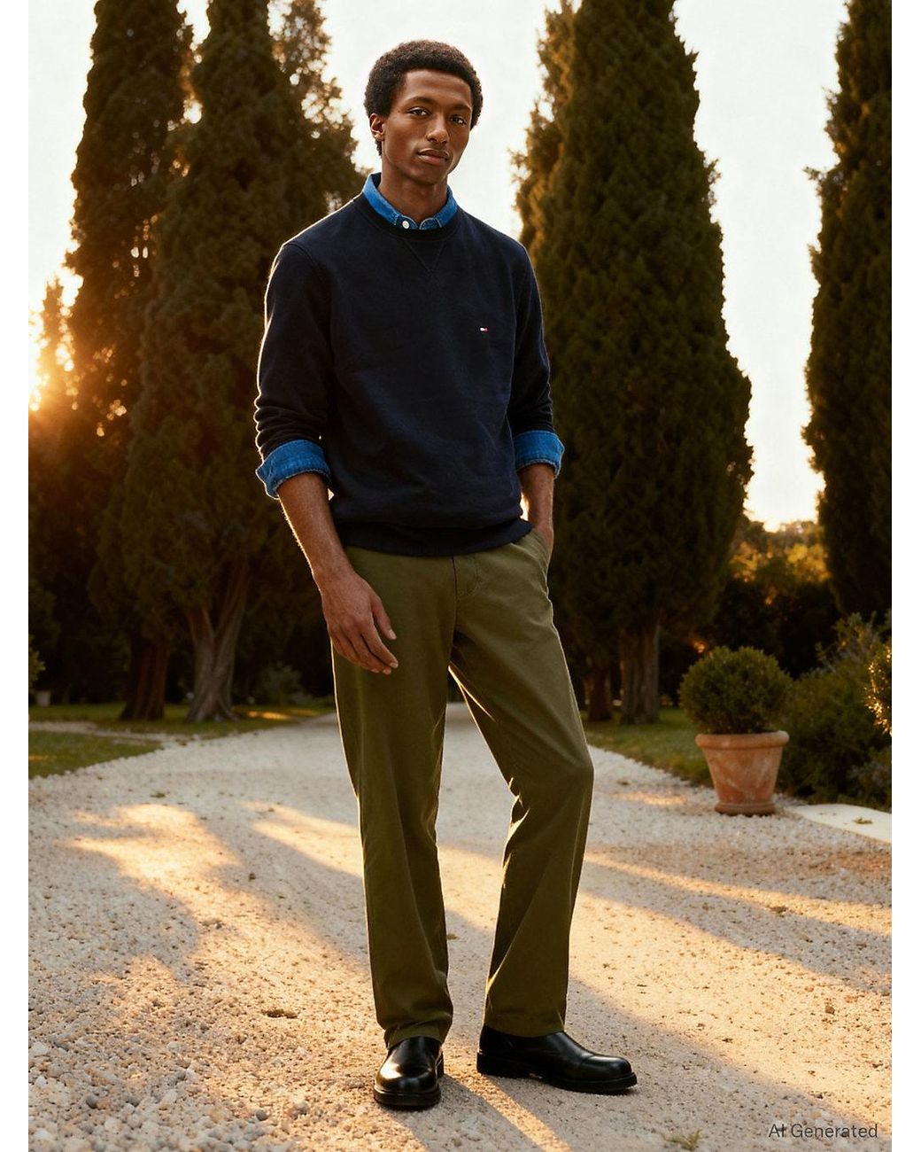 Tommy Hilfiger Blue Fleece Crew Neck Sweatshirt for men