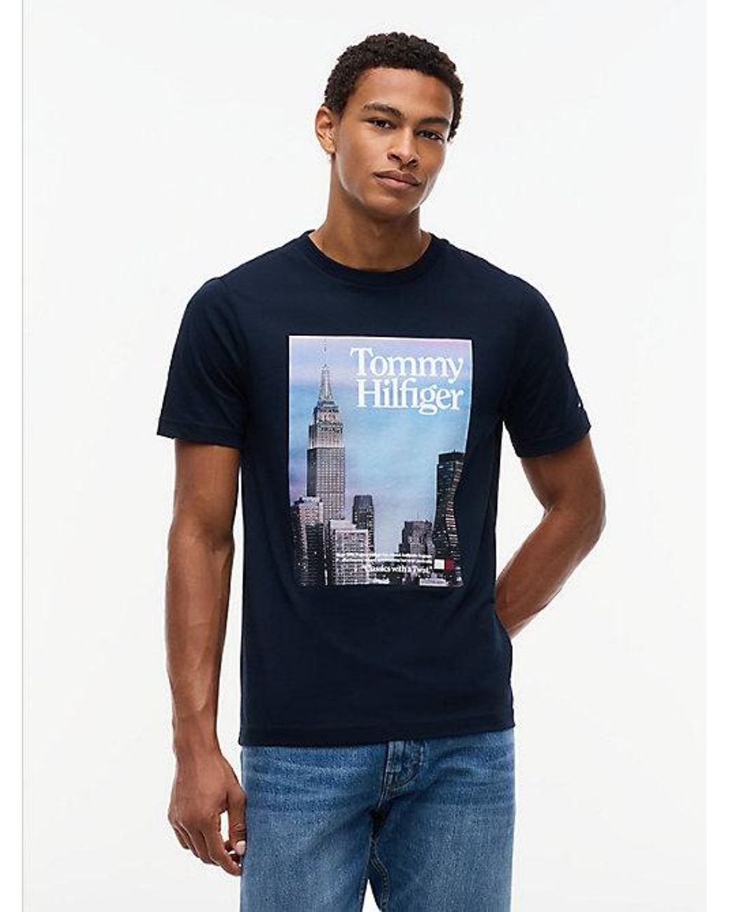 Tommy Hilfiger Blue Photo Print Jersey T-Shirt for men