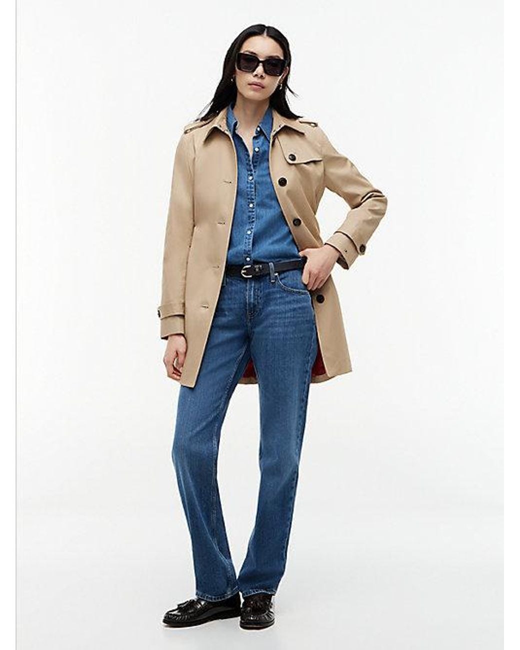 Tommy Hilfiger Blue Single Breasted Trench Coat
