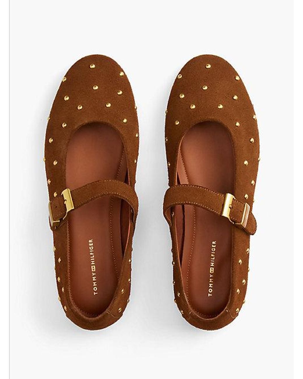 Tommy Hilfiger Brown Suede Stud Buckle Mary Jane Ballerinas