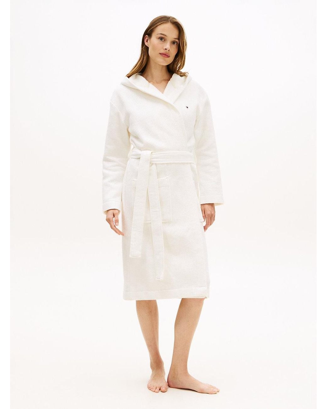 Tommy Hilfiger White Essential Waffle Knit Bathrobe