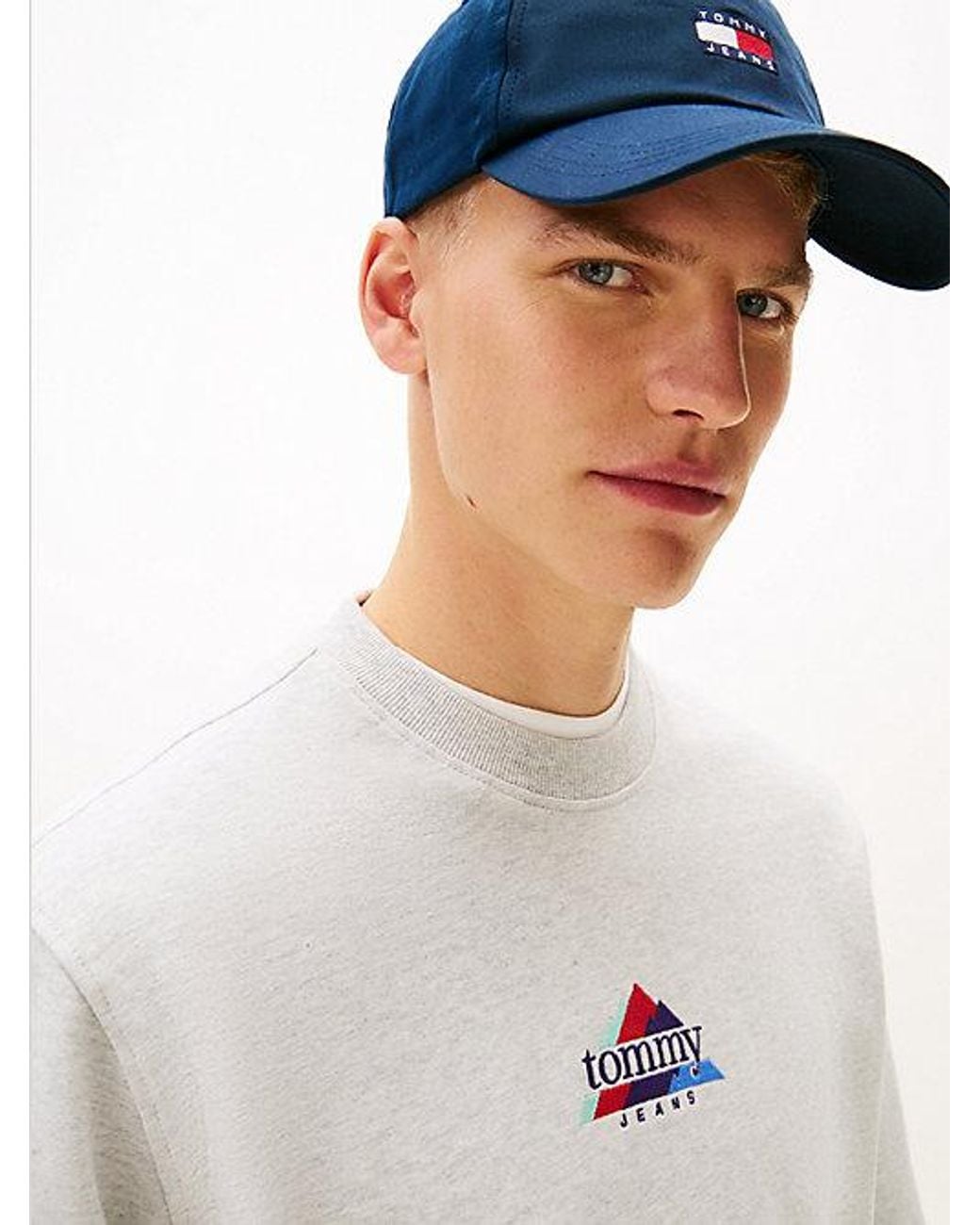Tommy Hilfiger White Mens Medium Weight Crewneck Sweatshirt With Embroidered Archival Logo for men