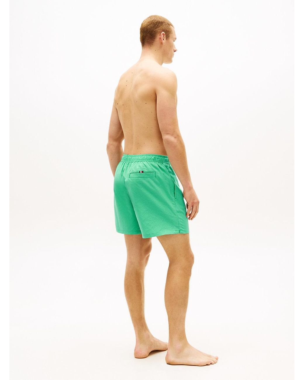 Tommy Hilfiger Green Ithaca Stripe Mid Length Swim Shorts for men