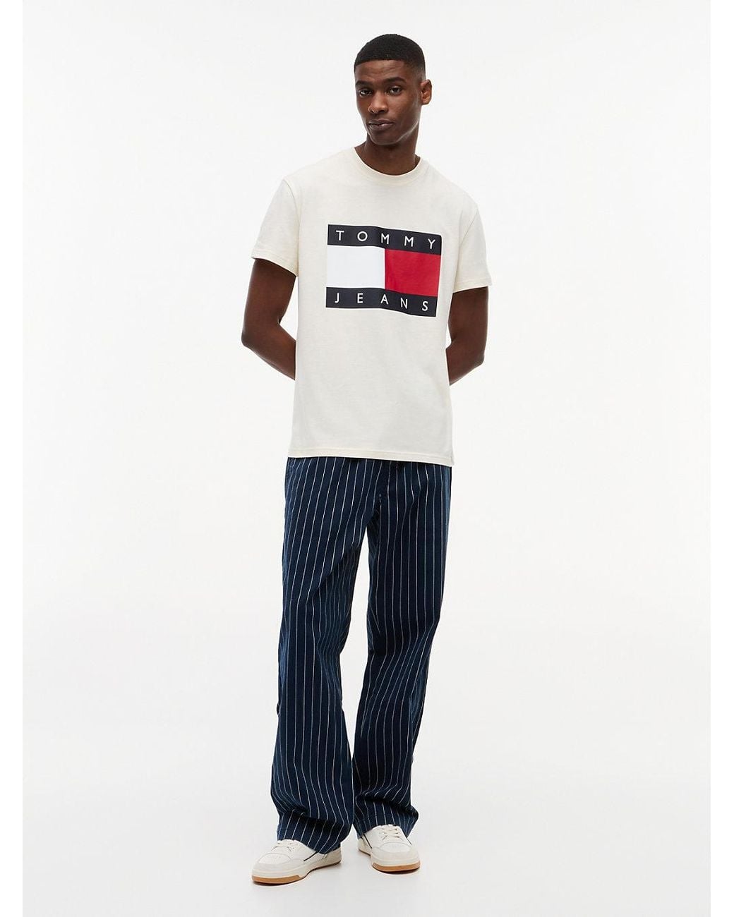 Tommy Hilfiger White Flag Badge Crew Neck T-Shirt for men