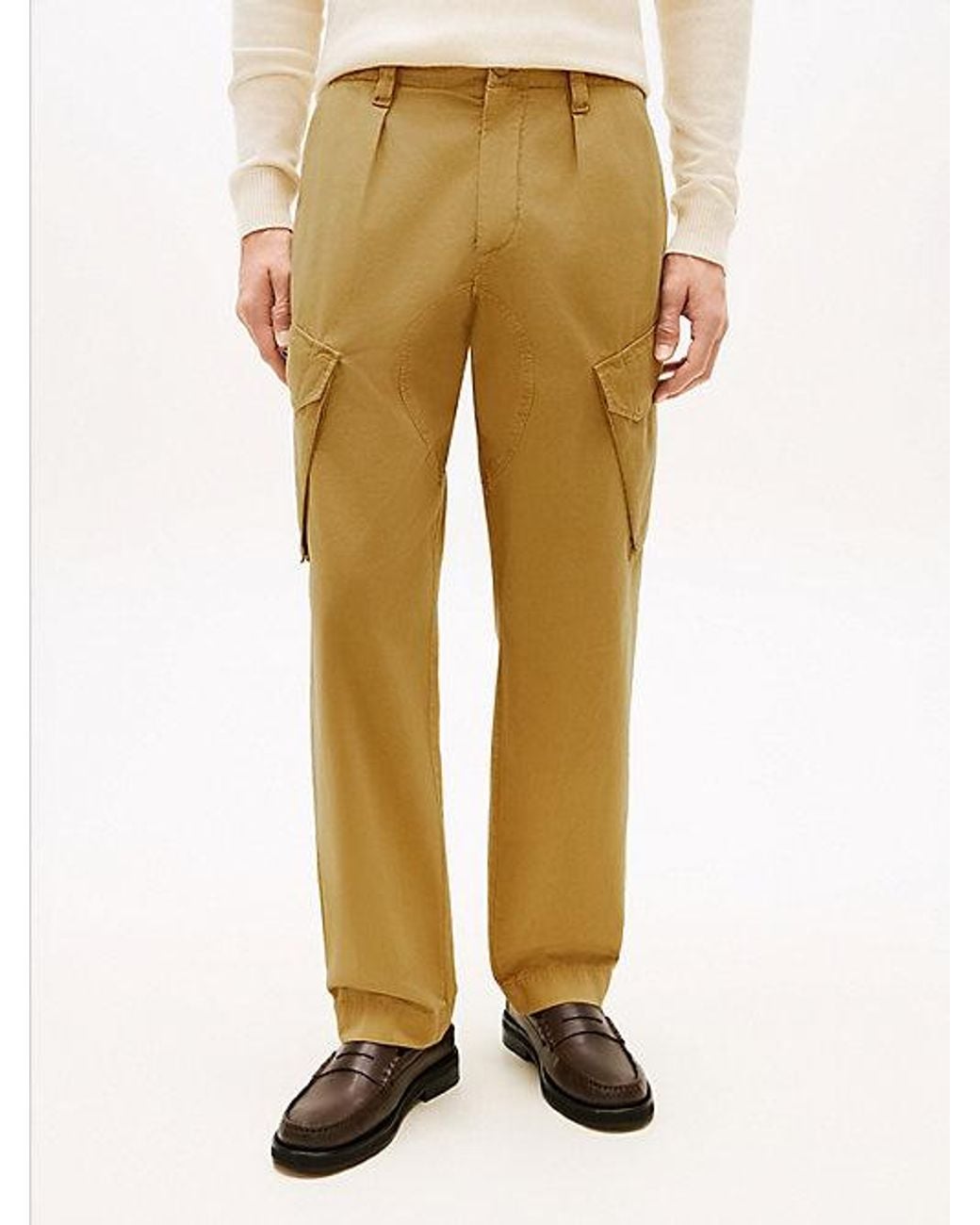 Tommy Hilfiger Natural Straight Twill Cargo Trousers for men