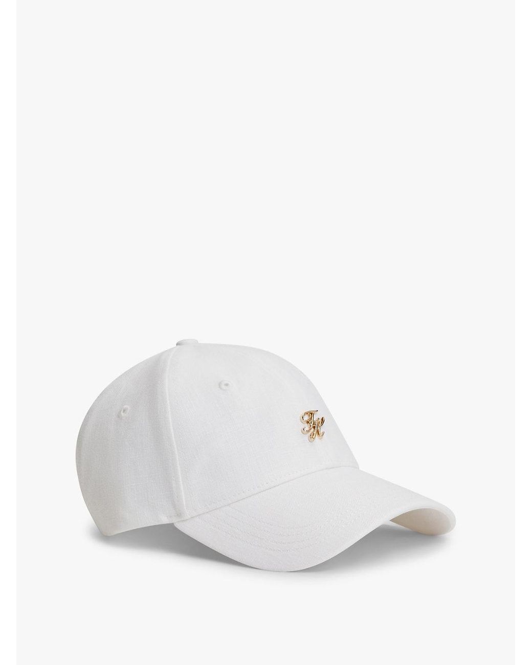 Tommy Hilfiger White Pure Linen Piece Dyed Baseball Cap