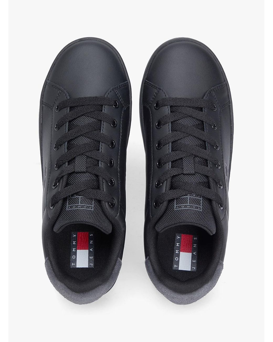 Tommy Hilfiger Blue Essential Logo Platform Trainers With Leather