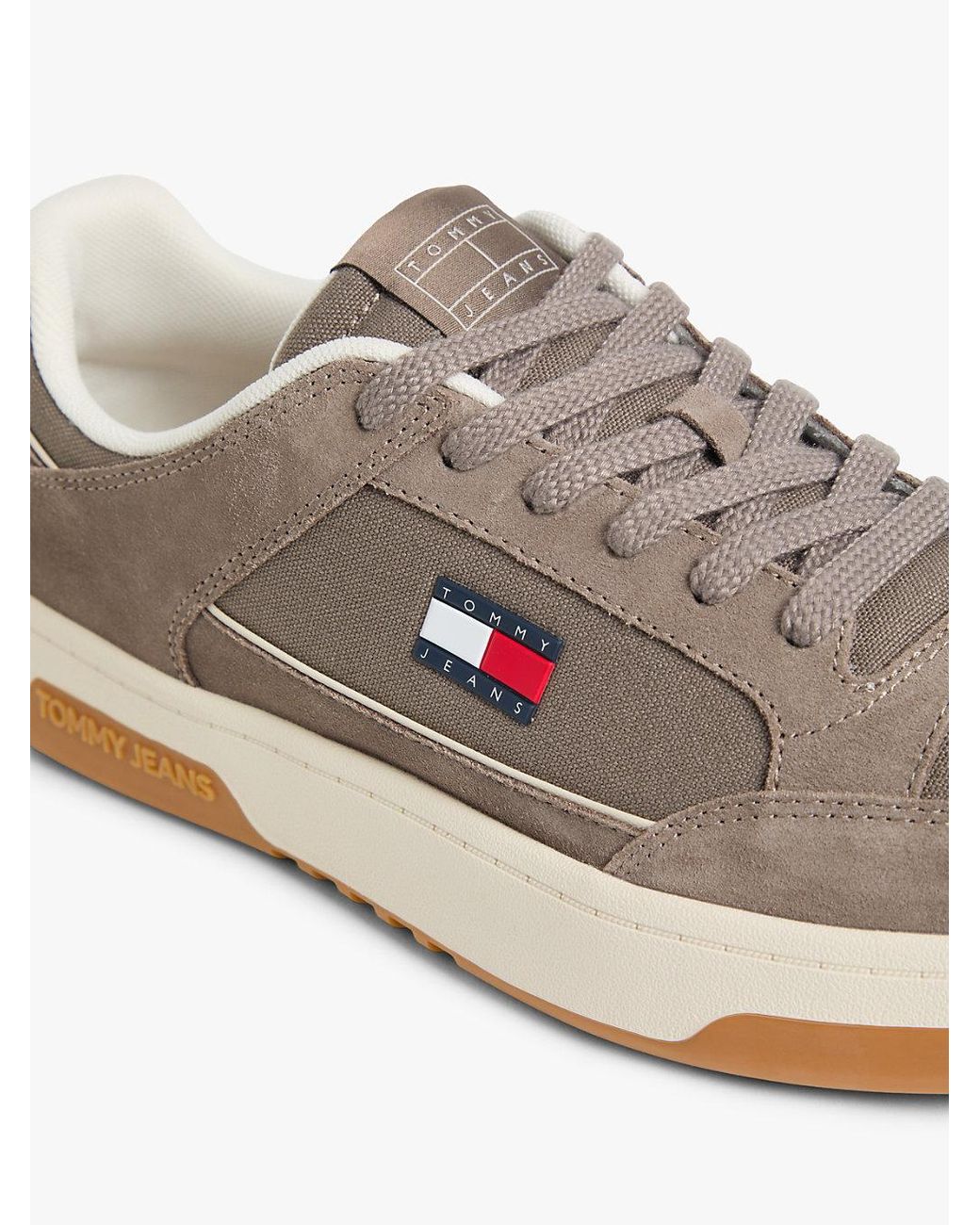 Tommy Hilfiger White Canvas Leather Cupsole Trainers for men