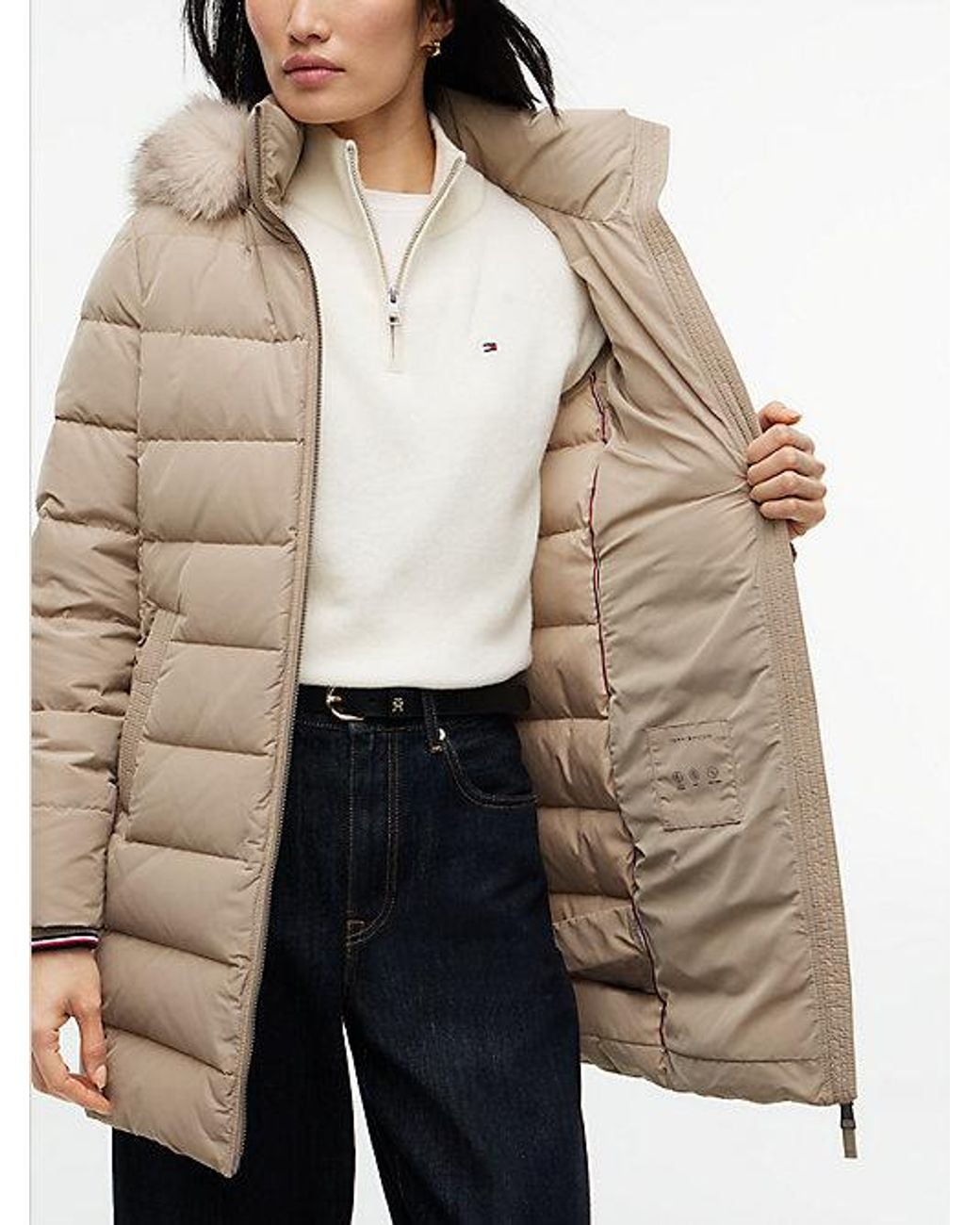Tommy Hilfiger Natural Water Repellent Down Slim Hooded Coat