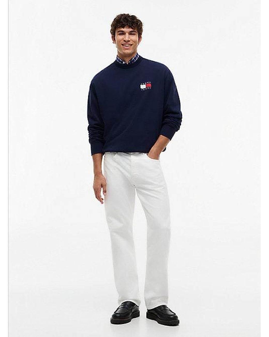 Tommy Hilfiger Blue Back Wavy Flag Terry Relaxed Sweatshirt for men