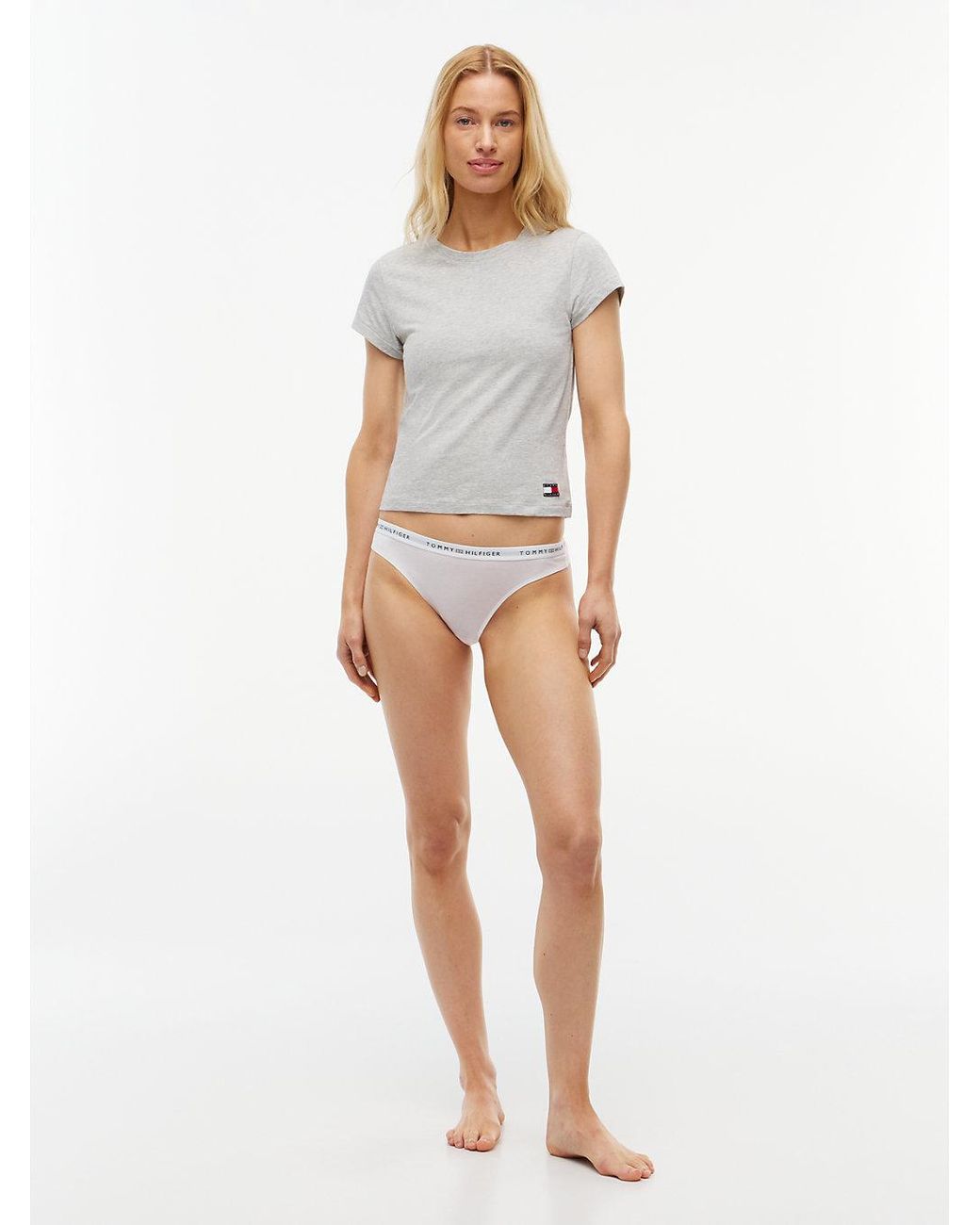 Tommy Hilfiger Blue Repeat Logo Waistband Thong