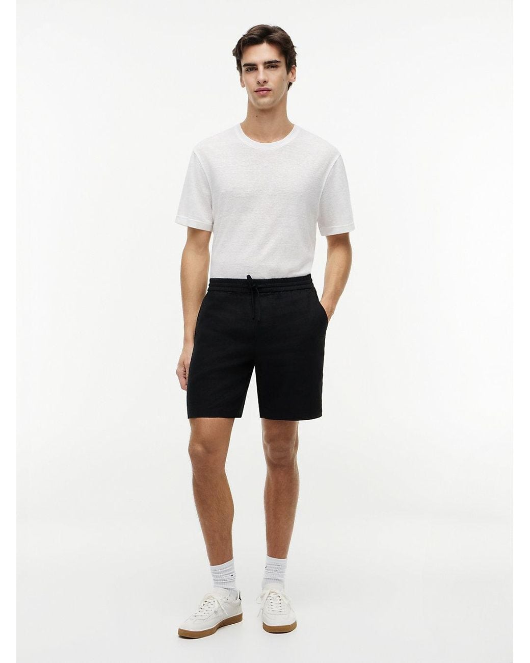 Tommy Hilfiger Black Dover Linen Blend Regular Fit Chino Shorts for men