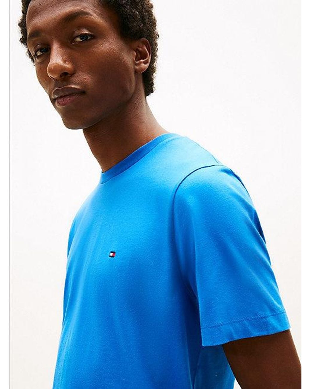Tommy Hilfiger Blue Flag Embroidery Crew Neck T-Shirt for men