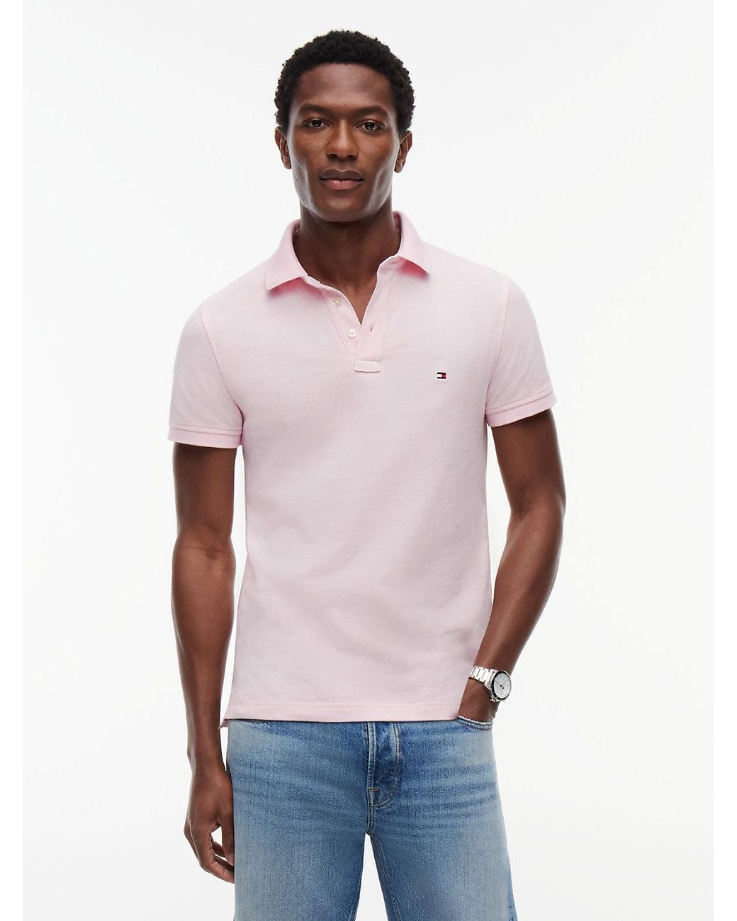 Tommy Hilfiger White 1985 Slim Fit Pique Polo Shirt for men