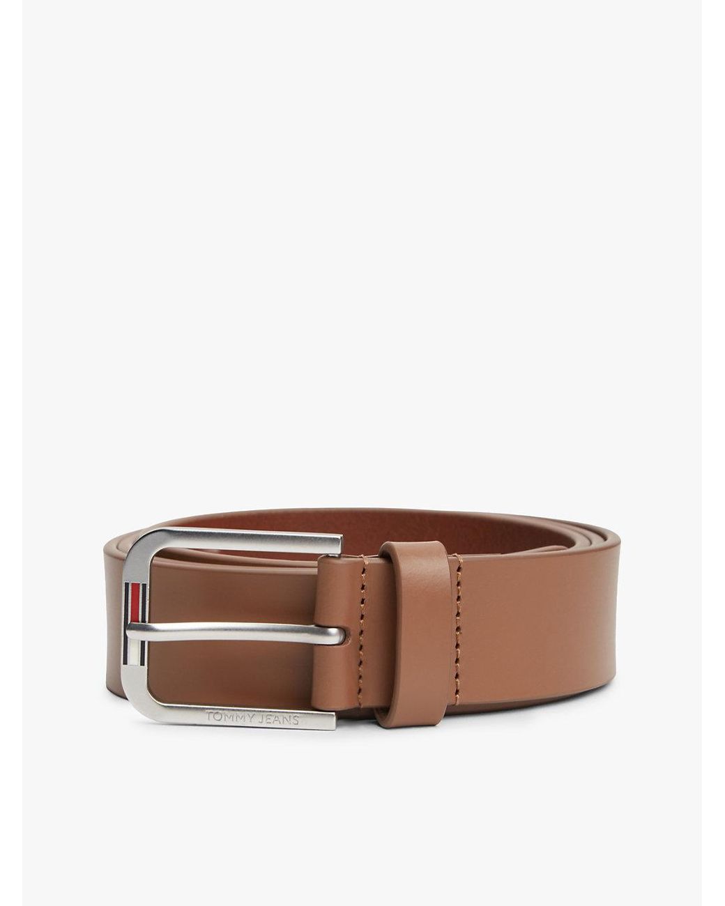Tommy Hilfiger Brown Austin Embossed Logo Leather Belt for men