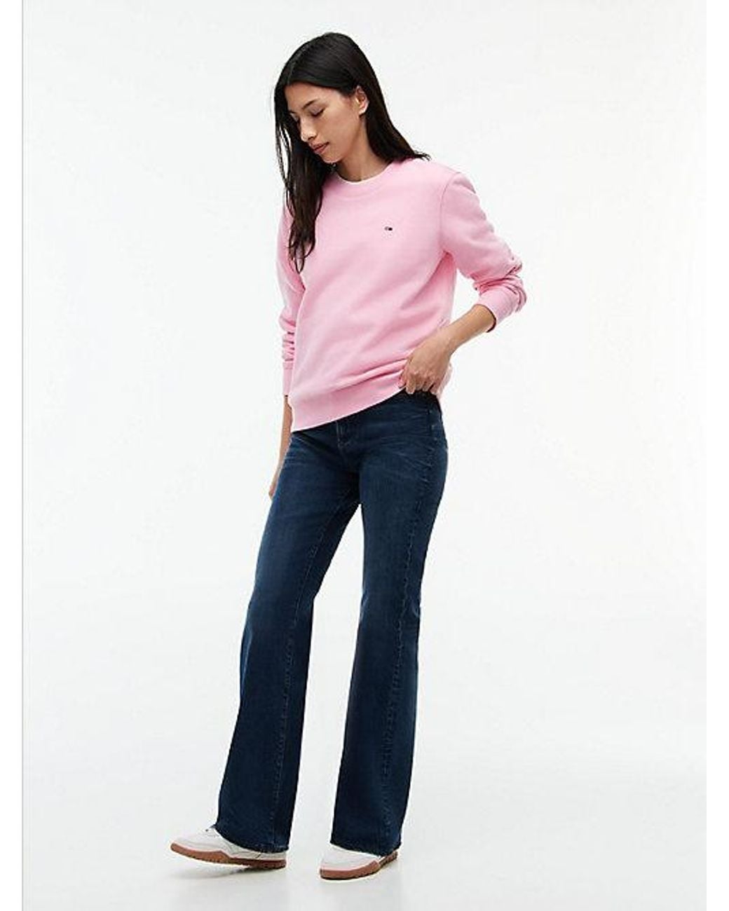 Tommy Hilfiger Pink Tommy Jeans Flag Embroidery Brushed Fleece Sweatshirt