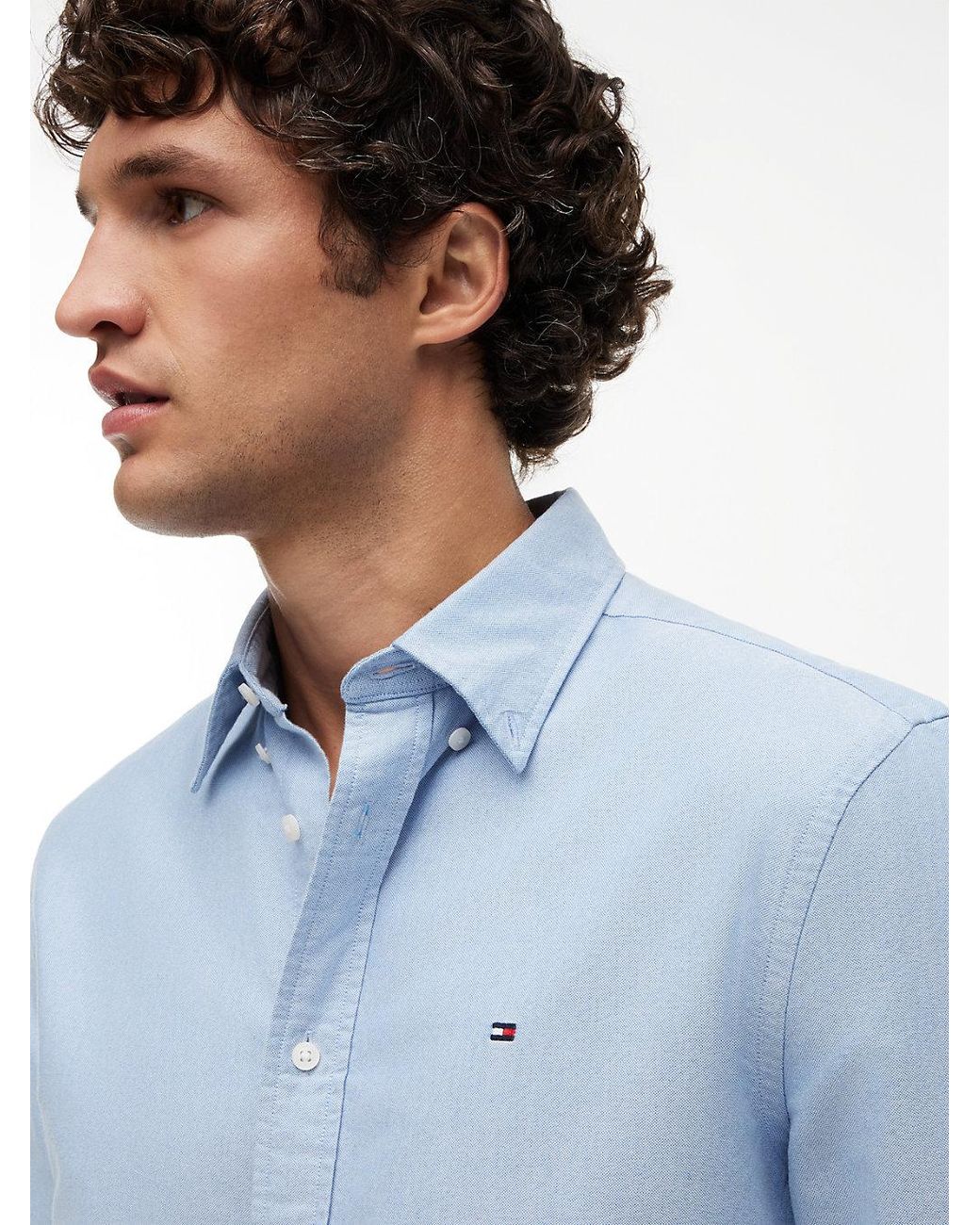 Tommy Hilfiger Blue Heritage Oxford Solid Regular Long Sleeve Shirts,preppy Navy/desert Sky Solid Xx-large for men
