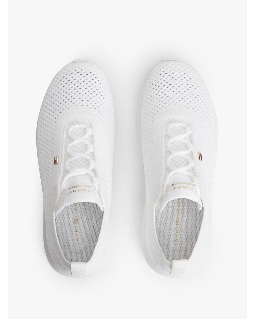 Tommy Hilfiger White Enamel Flag Knit Trainers