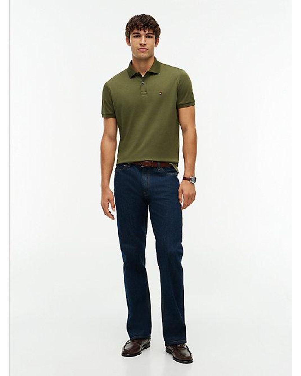 Tommy Hilfiger Green Fluid Cotton Interlock Knit Polo Shirt for men