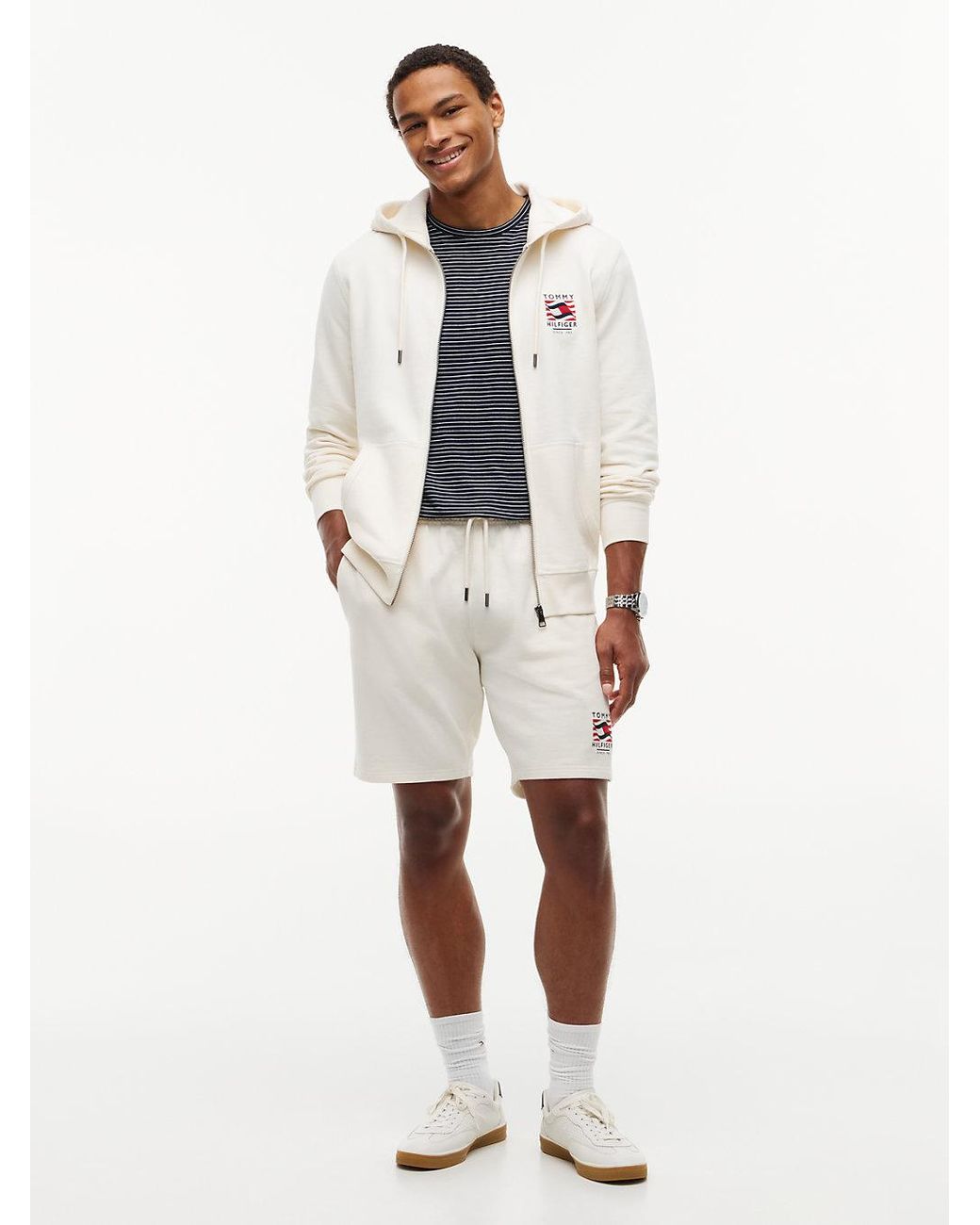 Tommy Hilfiger Natural Logo Embroidery Terry Sweat Shorts for men