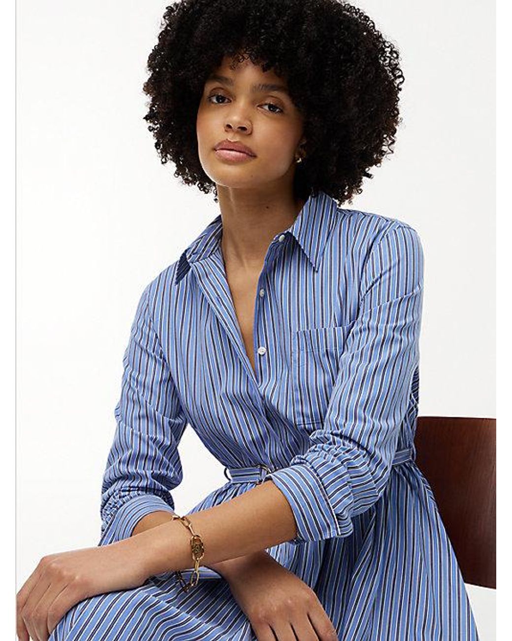 Tommy Hilfiger Blue Belted Midi Shirt Dress