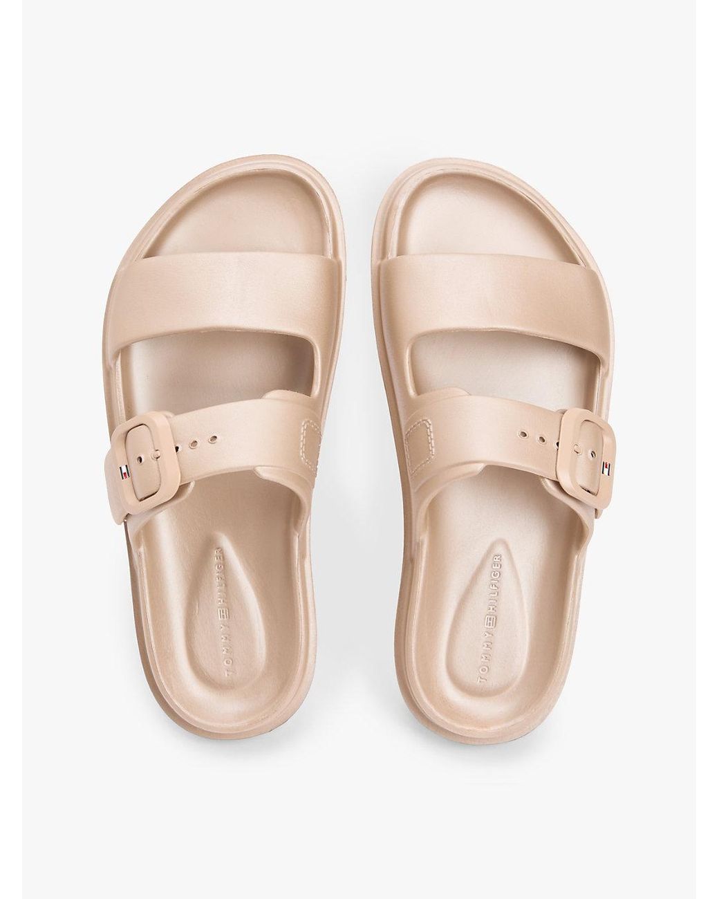 Tommy Hilfiger Natural Double Strap Enamel Flag Slides