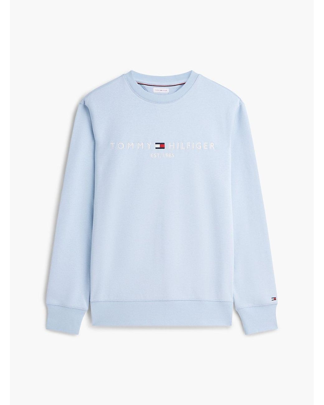 Tommy Hilfiger Blue Logo Fleece Crew Neck Sweatshirt for men