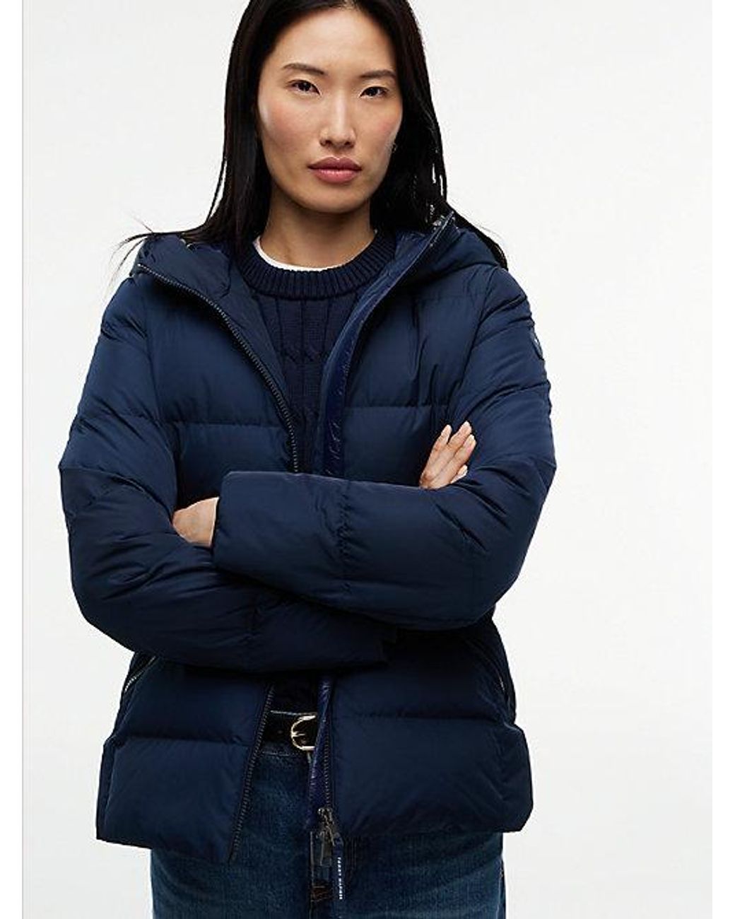 Tommy Hilfiger Blue Slim Down Hooded Jacket