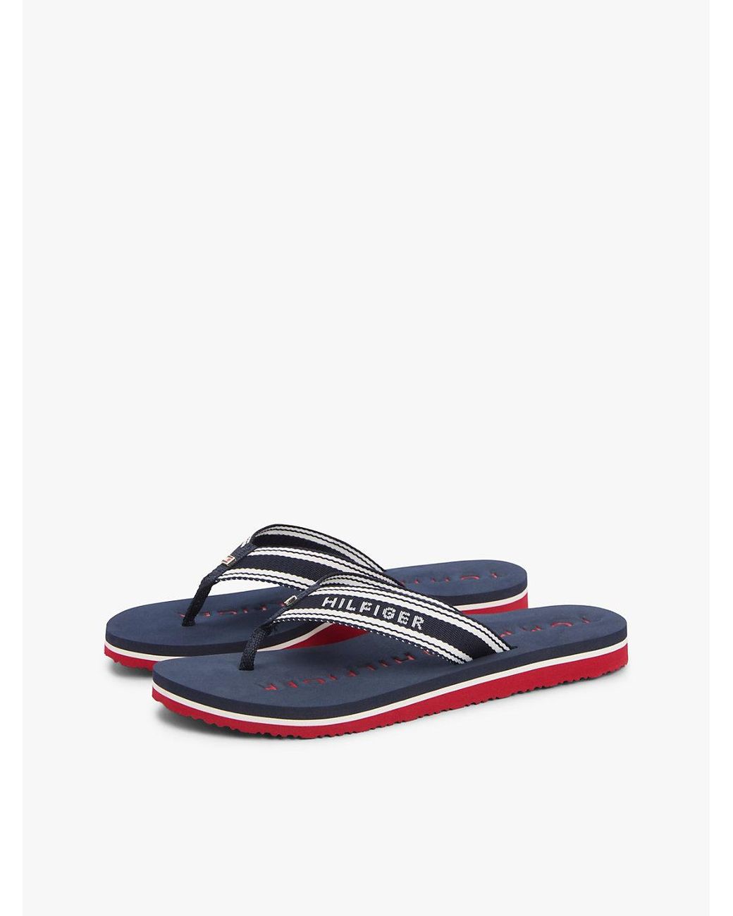 Tommy Hilfiger White Webbing Strap Signature Flip-Flops