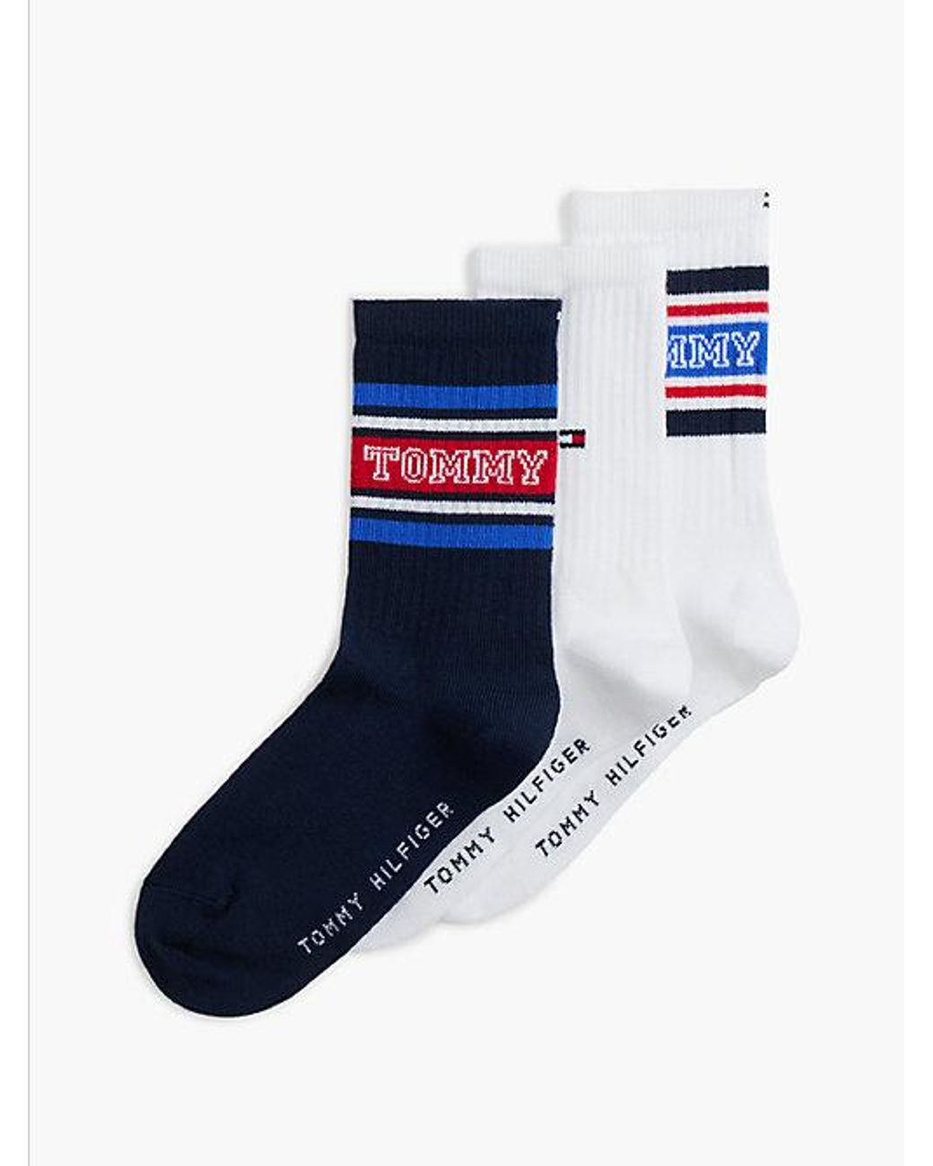 Tommy Hilfiger Blue 3 Pack Varsity Stripe Socks