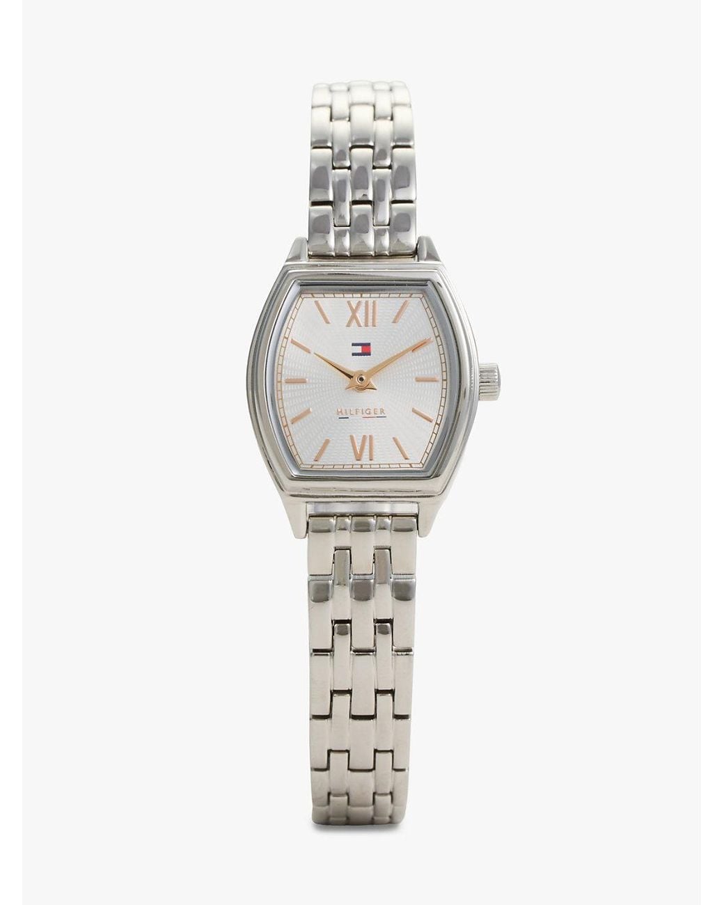Tommy Hilfiger White Square Dial Stainless Steel Chain-Link Watch
