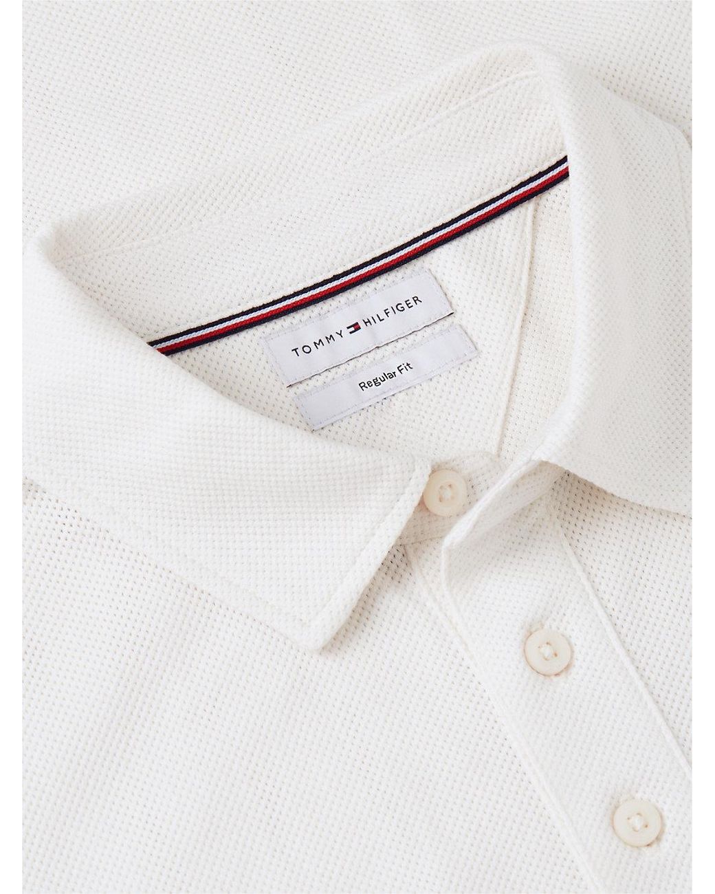 Tommy Hilfiger White Regular Fit Mesh Jersey Polo Shirt for men