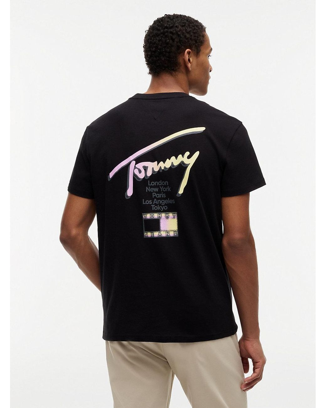 Tommy Hilfiger Black Signature Logo Crew Neck T-Shirt for men