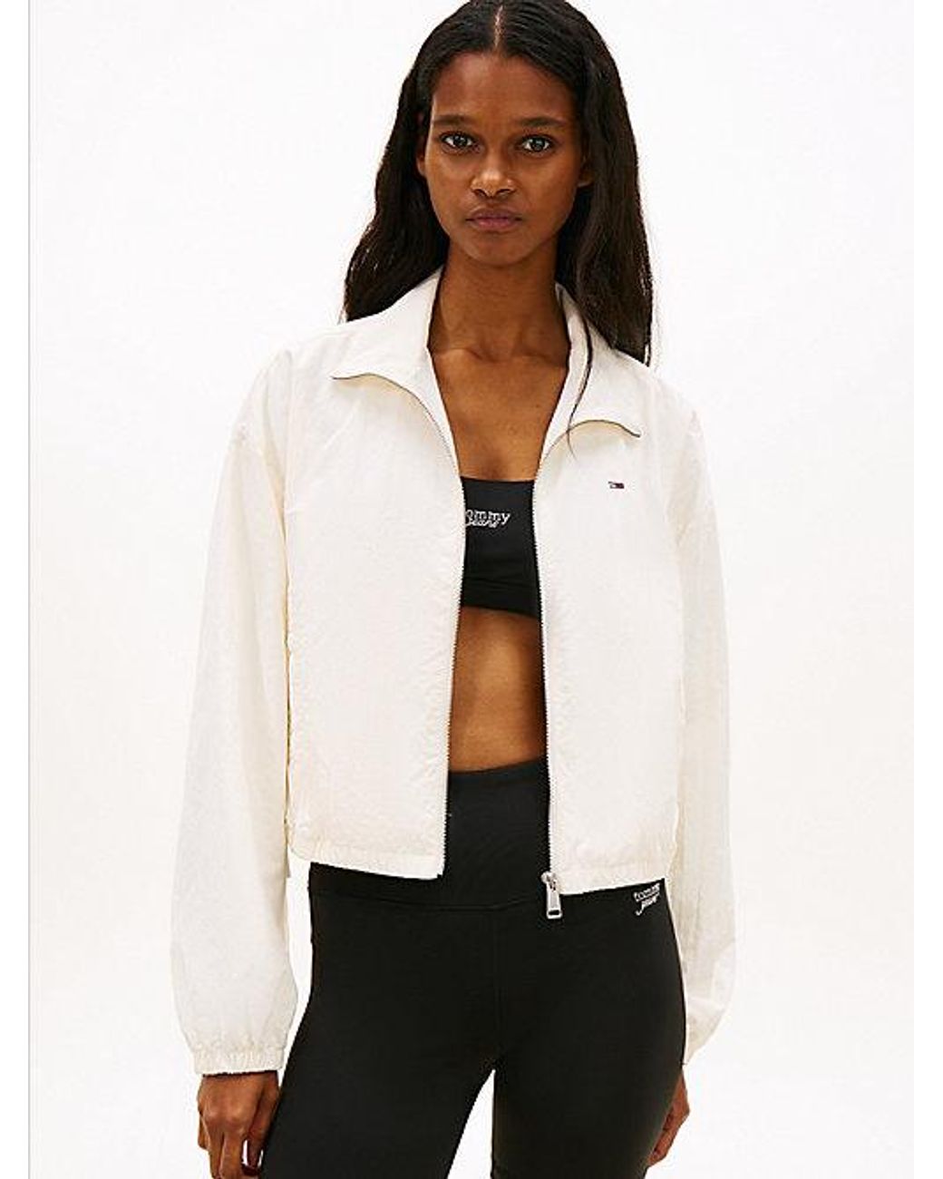 Tommy Hilfiger White Water Repellent Tie Side Zip-Thru Jacket