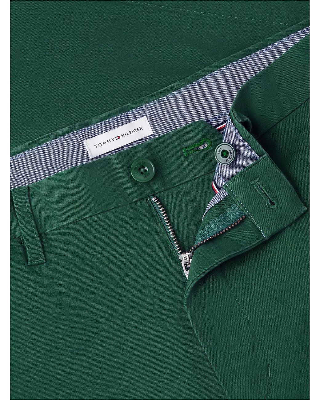 Tommy Hilfiger Green Denton Twill Straight Fit Chino Shorts for men