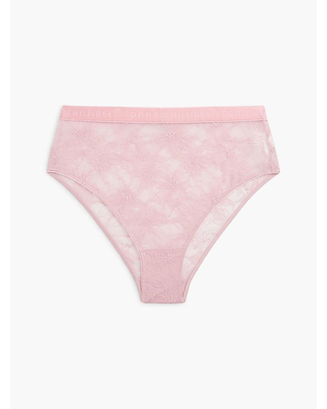 Tommy Hilfiger Pink Repeat Logo Lace High Rise Briefs