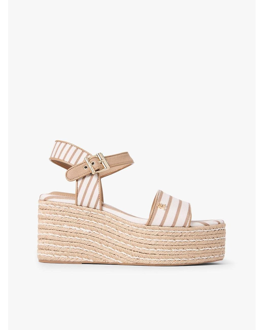 Tommy Hilfiger Natural Breton Stripe Platform Wedge Espadrilles