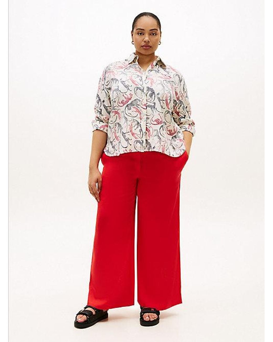 Tommy Hilfiger Red Curve Pure Linen Oversized Fit Shirt