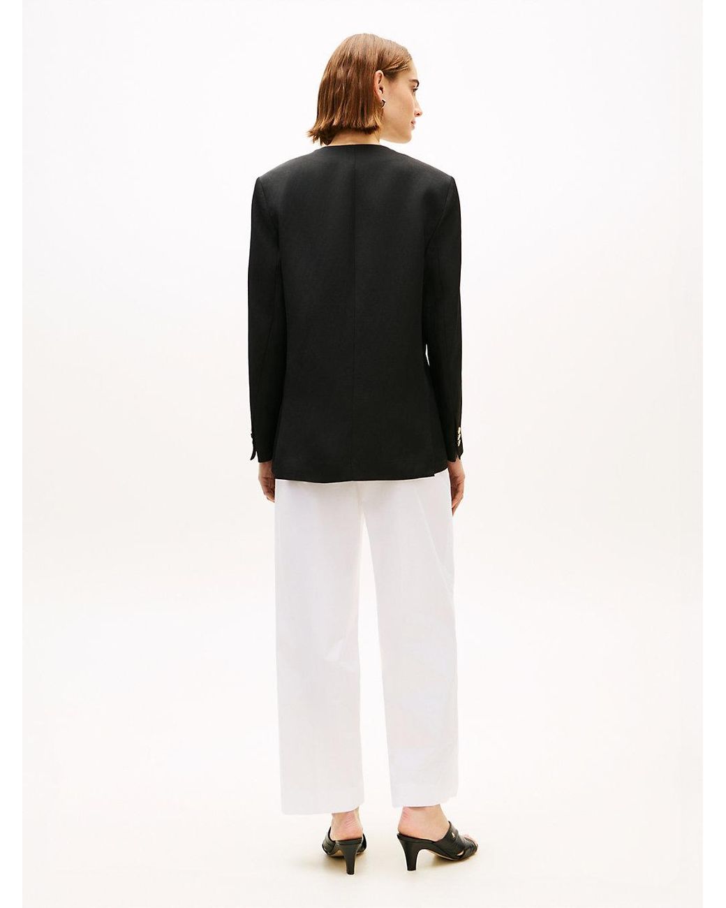 Tommy Hilfiger Black Tone Button Relaxed Linen Blend Blazer