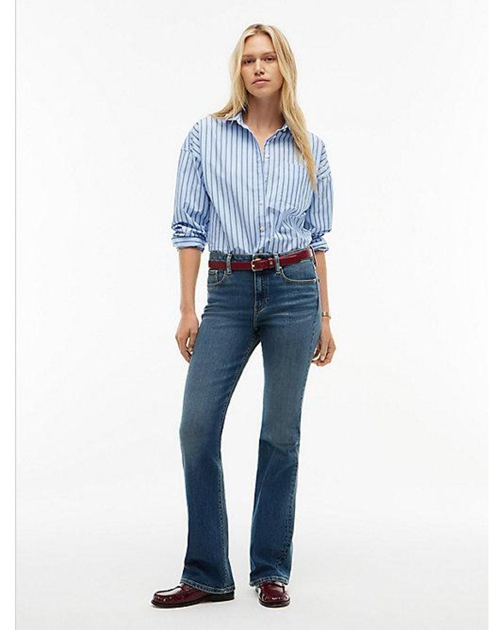 Tommy Hilfiger Blue Skye Mid Rise Bootcut Pressed Crease Jeans